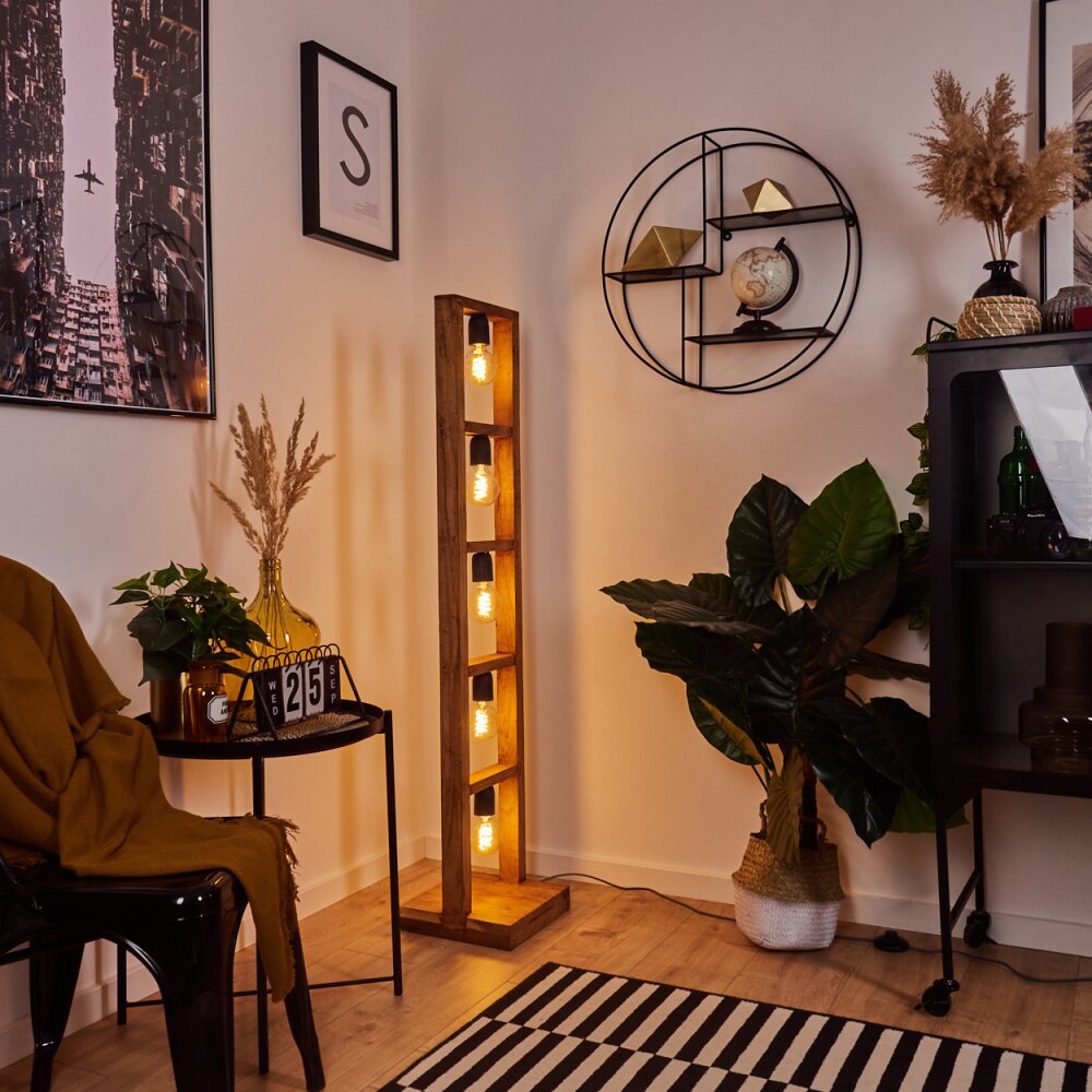 Lampadaire Lanny Bois foncé, Noir, 5 lumières main product photo