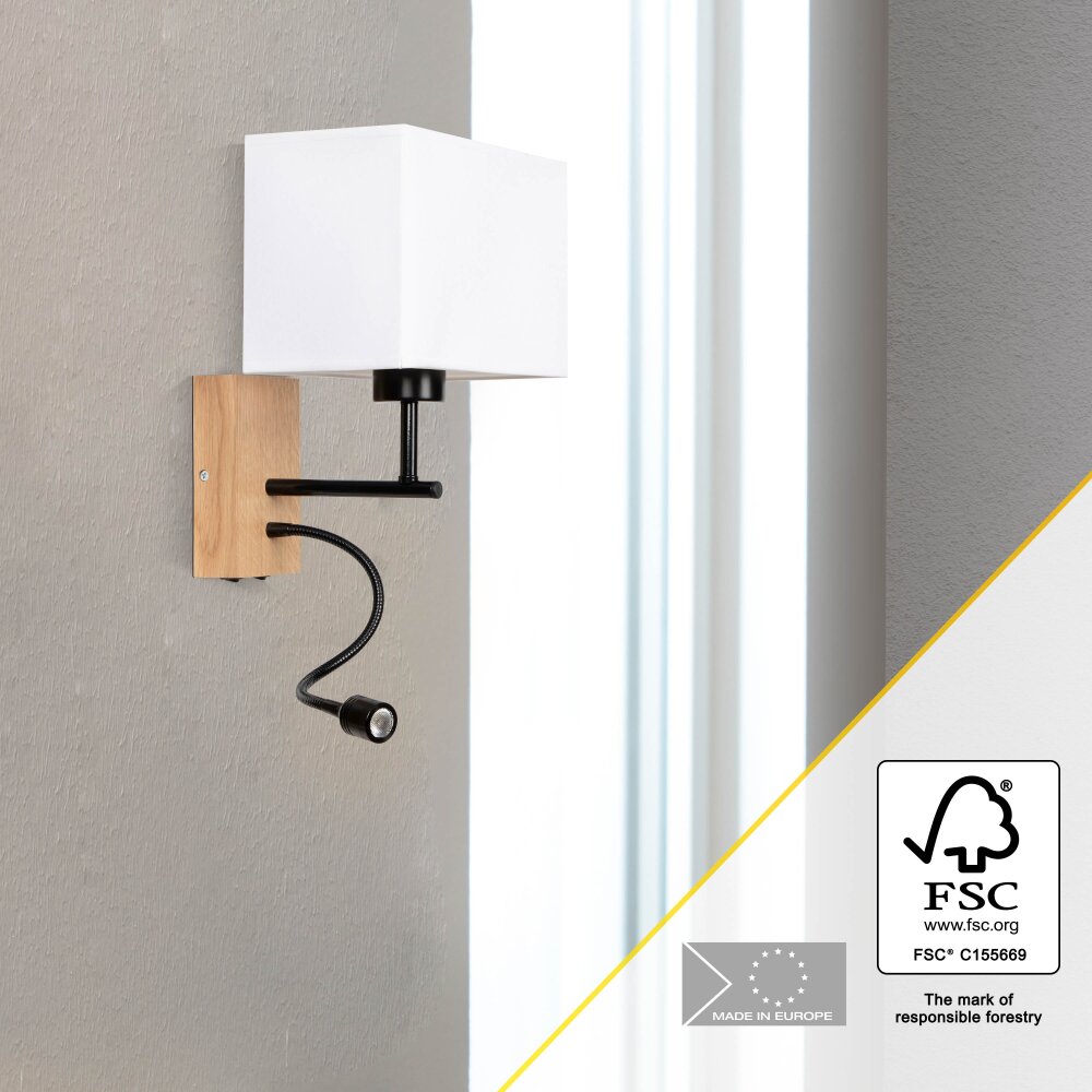 Applique murale Brilliant-Leuchten Rayan LED Bois clair, Noir, 1 lumière main product photo