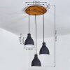 Suspension Malabe Bois foncé, Noir, 3 lumières