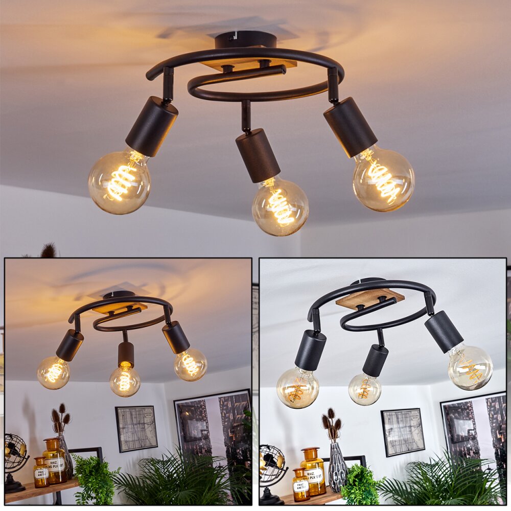 Plafonnier Maidford Bois foncé, Noir, 3 lumières main product photo