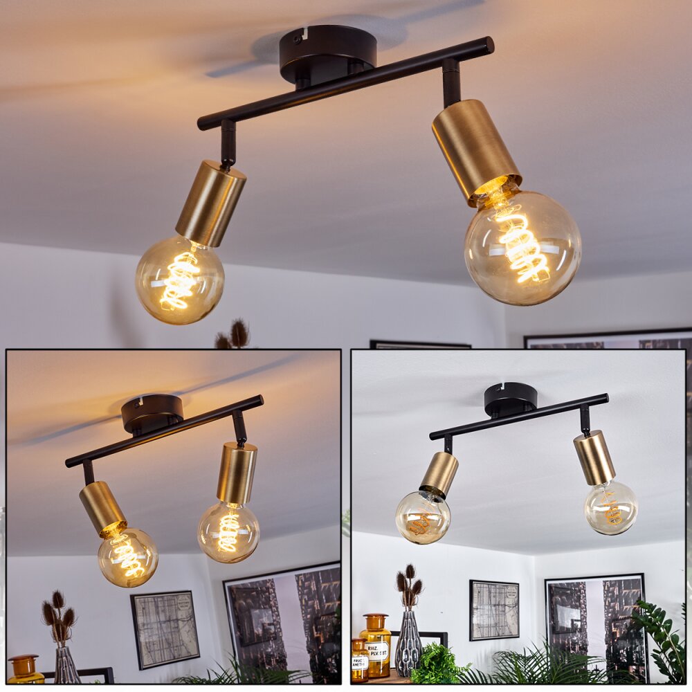 Plafonnier Maidford Laiton, Noir, 2 lumières main product photo