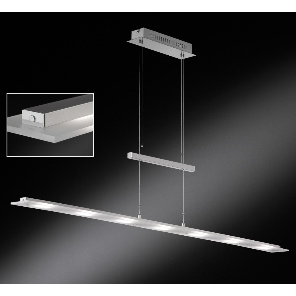 Lampe pendante Honsel Largo LED Chrome, Nickel mat, 7 lumières main product photo