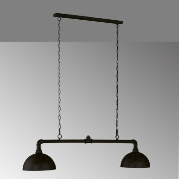 Suspension Fischer-Honsel Leitung Noir, 2 lumières