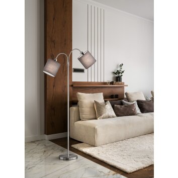 Lampadaire Fischer-Honsel Cozy Nickel mat, 2 lumières