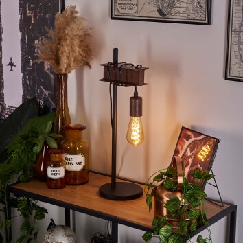 Lampe de table Barbengo Rouille, Noir, 1 lumière