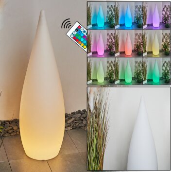 Lampadaire d'extérieur Bouilli LED Blanc, 1 lumière, Télécommandes, Changeur de couleurs