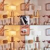 Lampe de table Sangineto Bois foncé, Nickel mat, Blanc, 2 lumières