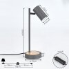 Lampe de table Javel Gris, Couleur bois, Noir, 1 lumière