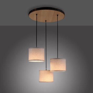 Plafonnier Leuchten-Direkt BARK Écru, Noir, 3 lumières