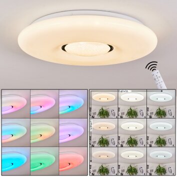 Plafonnier Page LED Blanc, 2 lumières, Télécommandes, Changeur de couleurs