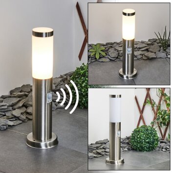 Borne lumineuse Sessa Nickel mat, 1 lumière, Détecteur de mouvement