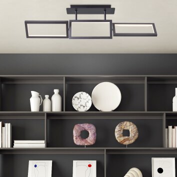 Plafonnier Brilliant Ranut LED Noir, 3 lumières
