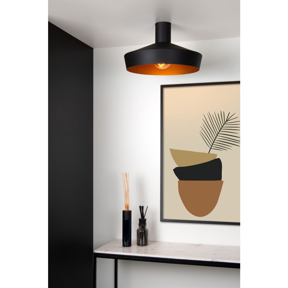 Plafonnier Lucide CARDIFF Noir, 1 lumière main product photo