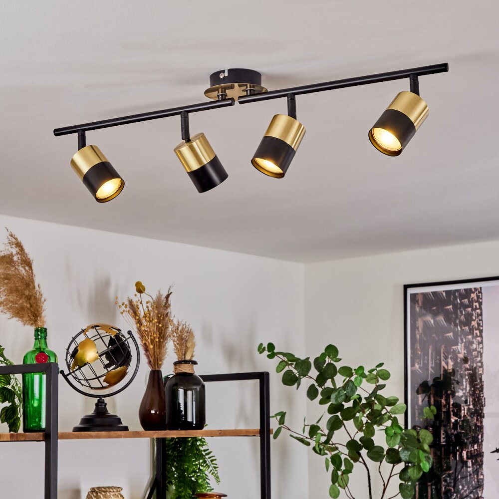 Plafonnier Neftenbach Laiton, Noir, 4 lumières main product photo