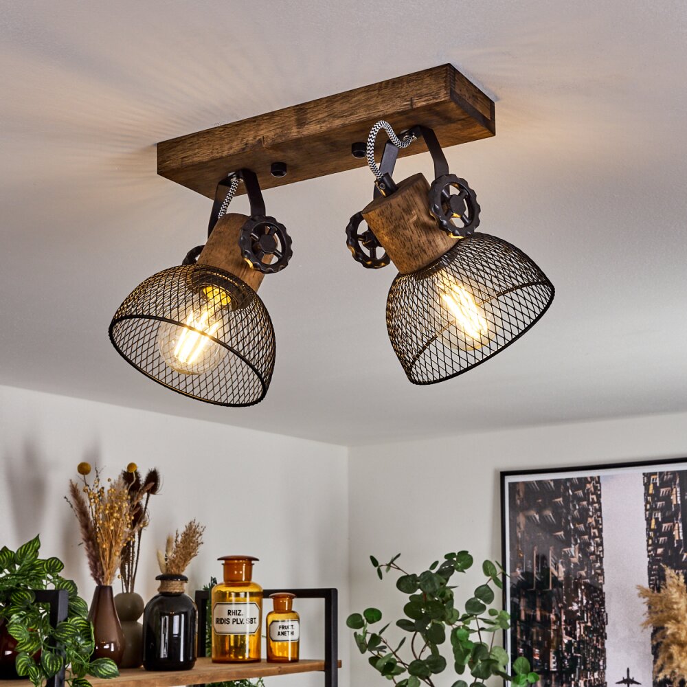 Plafonnier Orny Bois foncé, Noir, 2 lumières main product photo