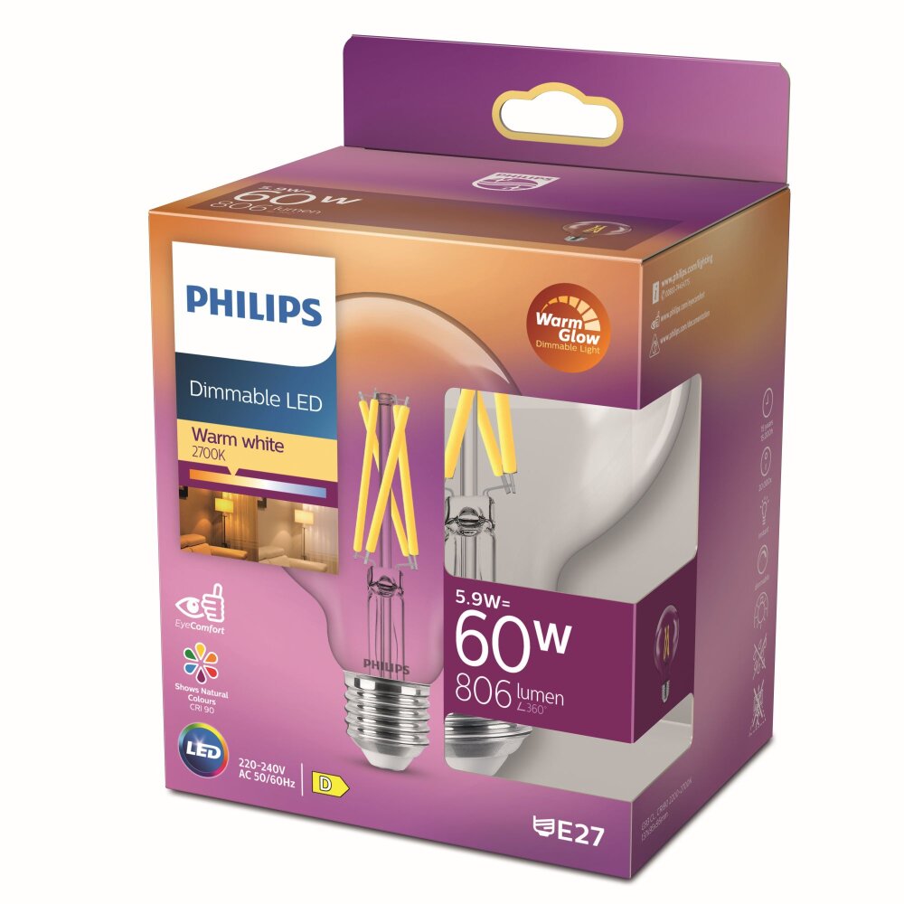 LED E27 6 Watt 2200-2700 Kelvin 810 Lumen Philips main product photo
