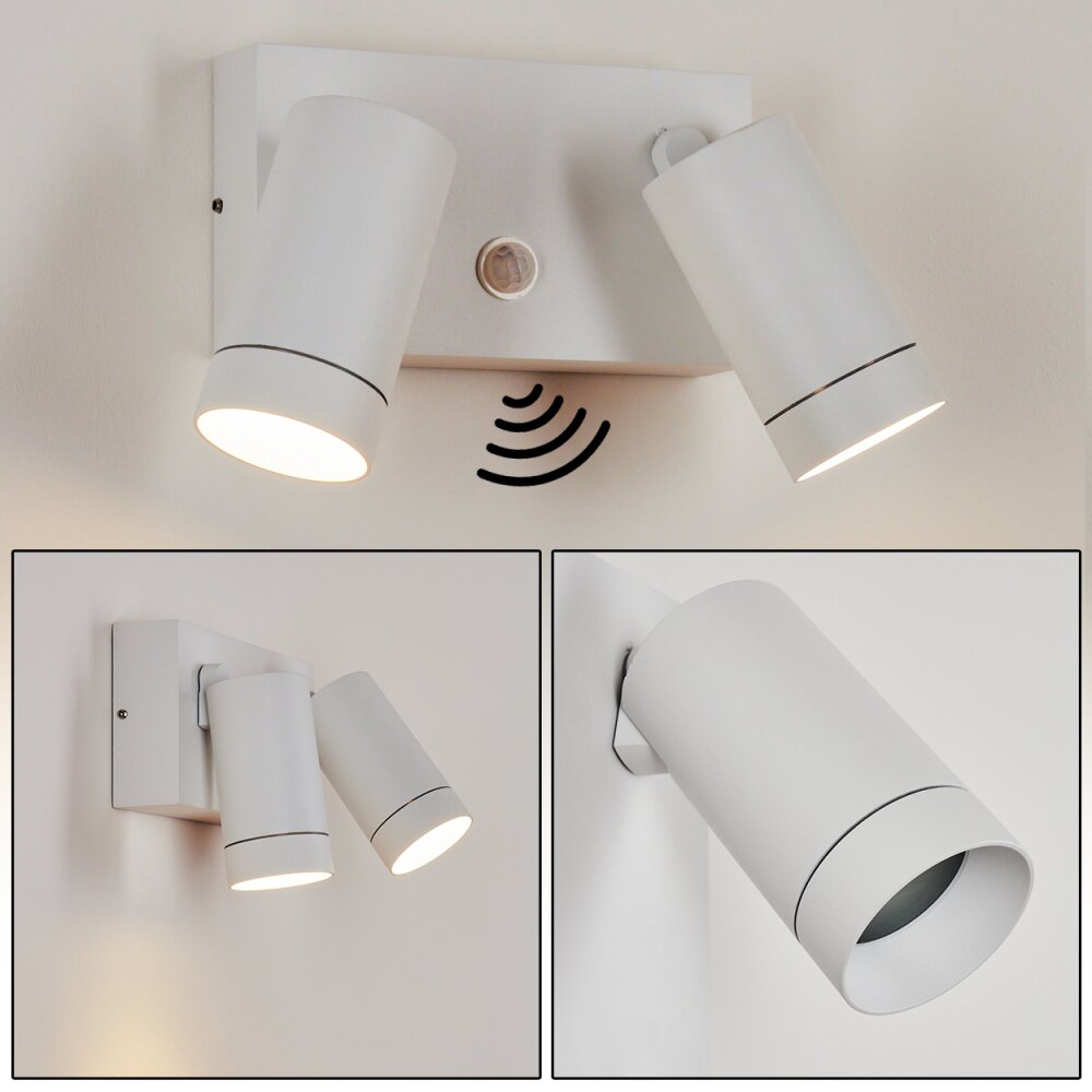 Applique murale d'extérieur Hakamken Blanc, 2 lumières, Détecteur de mouvement main product photo