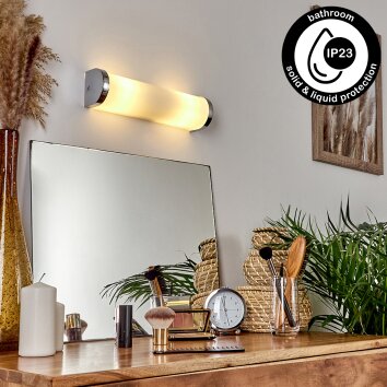 lampe miroir Morges Chrome, Blanc, 2 lumières