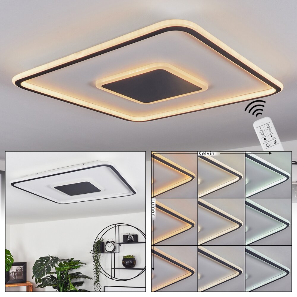 Plafonnier Kolo LED Anthracite, Blanc, 1 lumière, Télécommandes main product photo