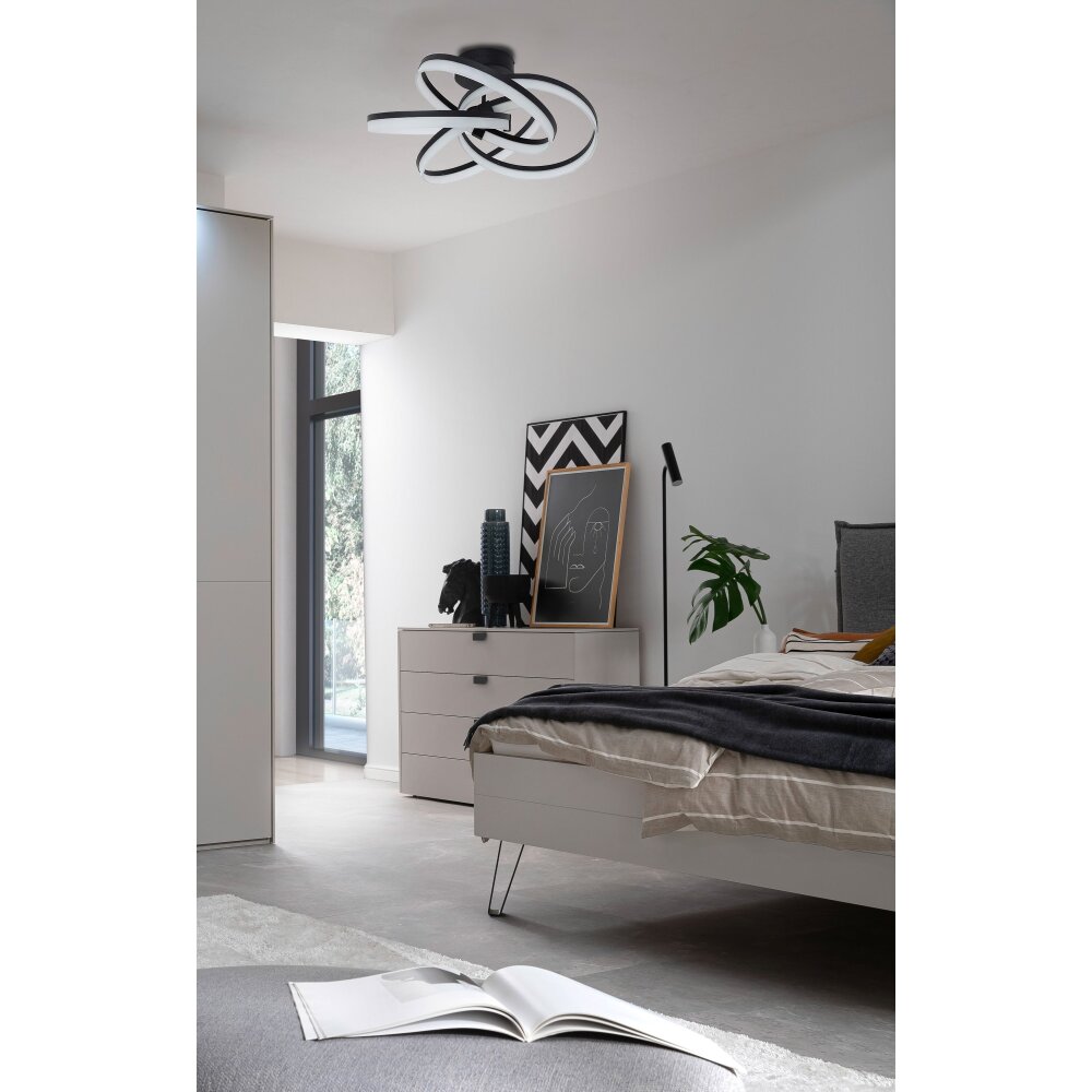 Plafonnier SCHÖNER-WOHNEN-Kollektion Loop LED Noir, 1 lumière, Télécommandes main product photo