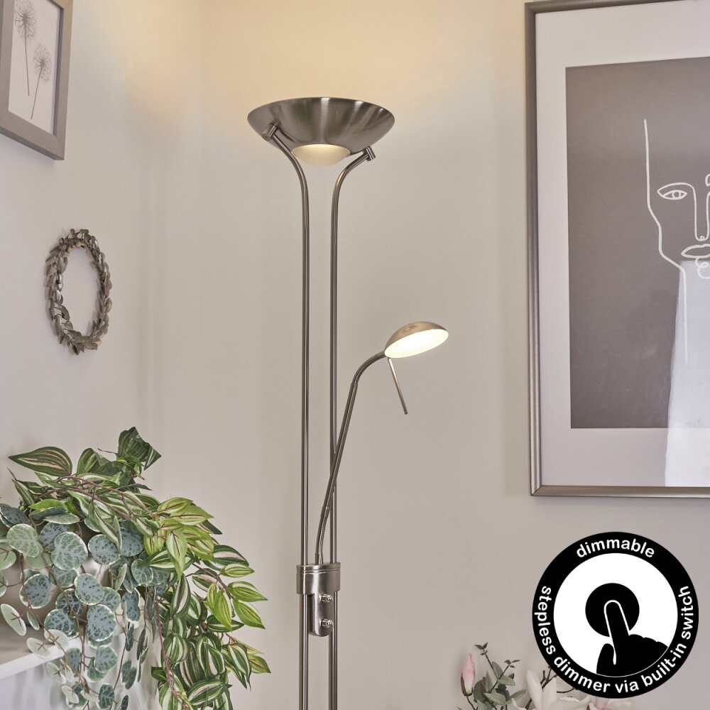 Lampadaire Rom LED Nickel mat, 2 lumières main product photo