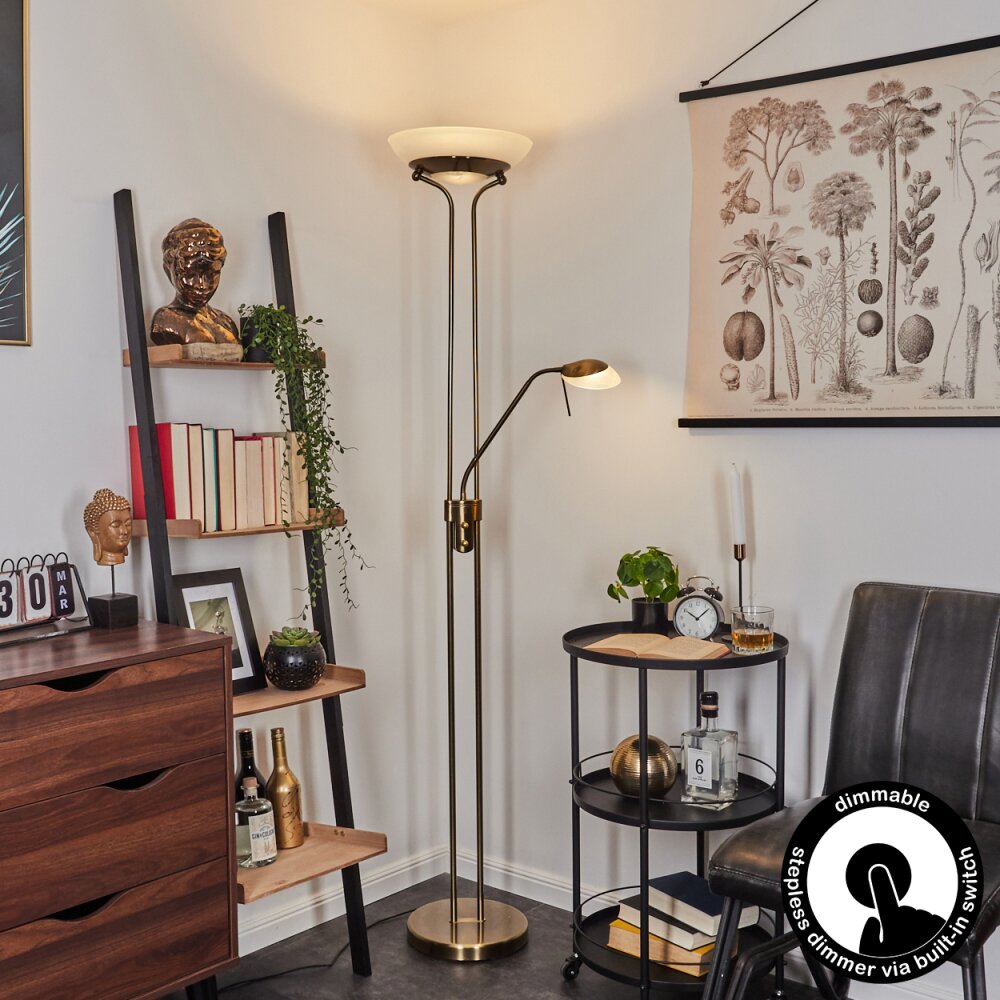 Lampadaire Biot LED Vieux laiton, 2 lumières main product photo