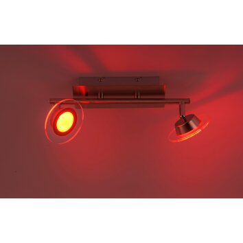 Plafonnier Leuchten Direkt LOLA-MIKE LED Acier inoxydable, 2 lumières, Télécommandes, Changeur de couleurs