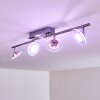 Plafonnier Marsen LED Nickel mat, 4 lumières, Télécommandes, Changeur de couleurs