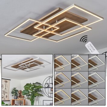 Plafonnier Blandford LED Écru, Nickel mat, Argenté, 3 lumières, Télécommandes