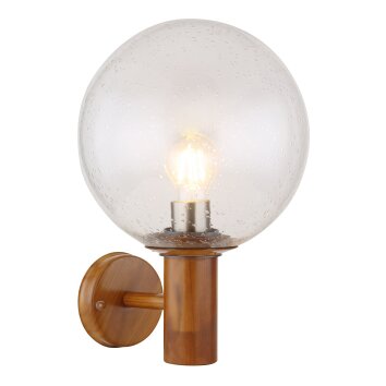 Applique murale d'extérieur Globo OSSY Acier inoxydable, Couleur bois, 1 lumière