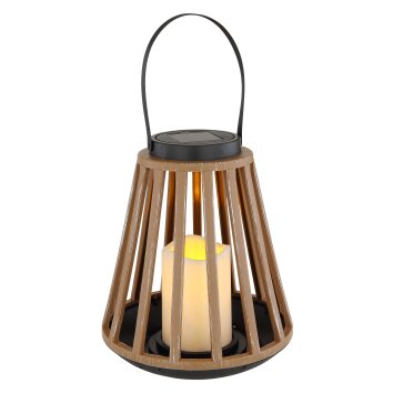 lampe solaire Globo LED Couleur bois, Noir, 1 lumière