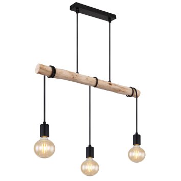 Suspension Globo GREGOR Bois clair, Noir, 3 lumières