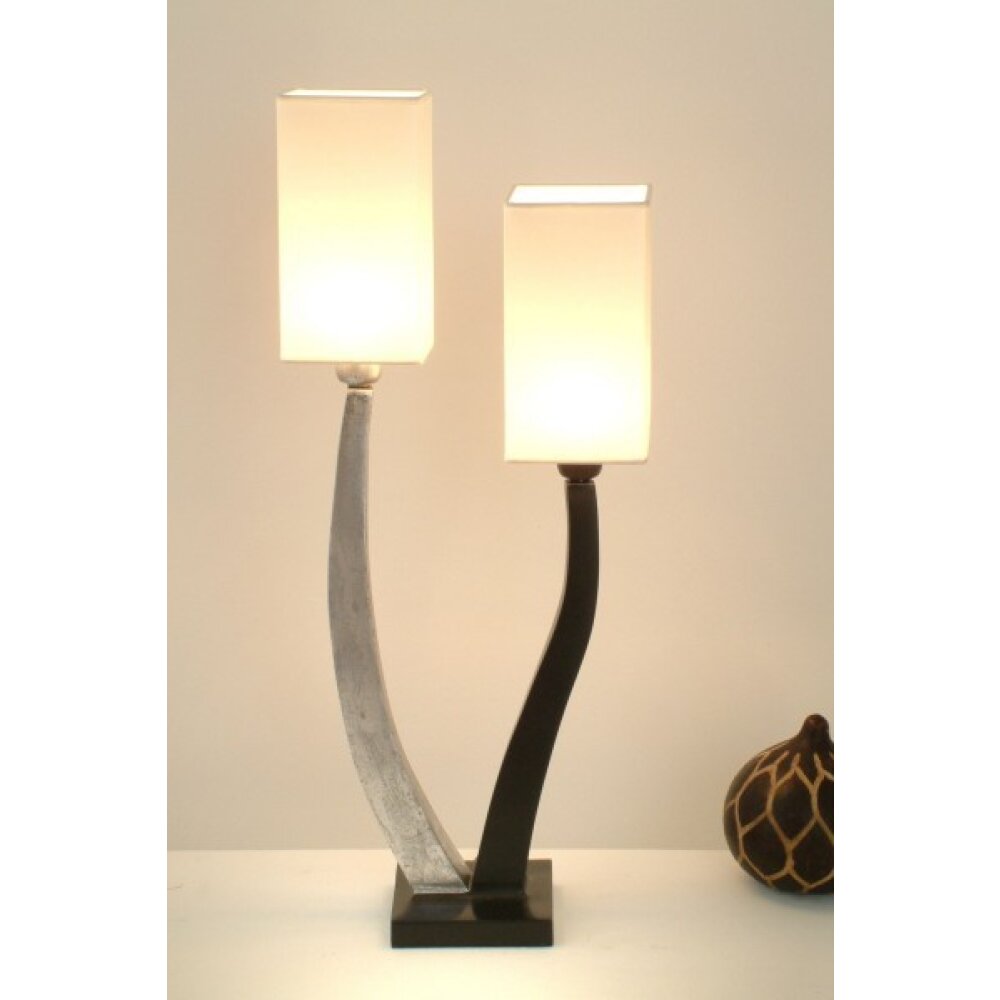Lampe de table Holländer QUADRANGOLARE Noir, Argenté, 2 lumières main product photo