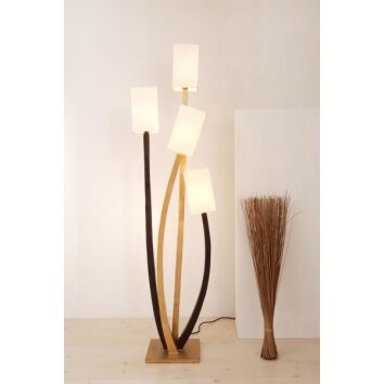 Lampadaire Holländer QUADRANGOLARE Brun doré, Blanc, 4 lumières