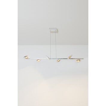 Suspension Holländer SIMULATORE LED Argenté, 6 lumières