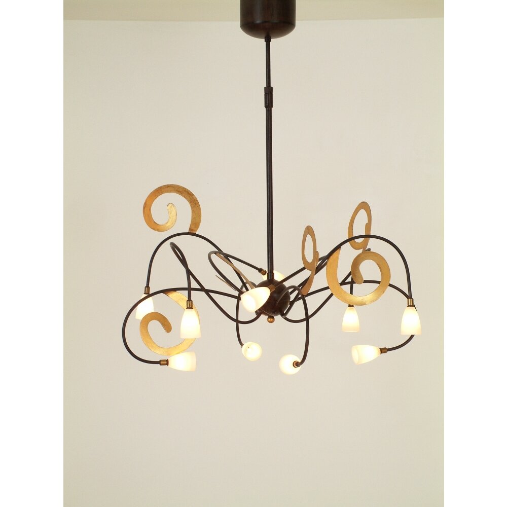 Suspension Holländer CASINO RIGIDO Brun, Or, Noir, 10 lumières main product photo