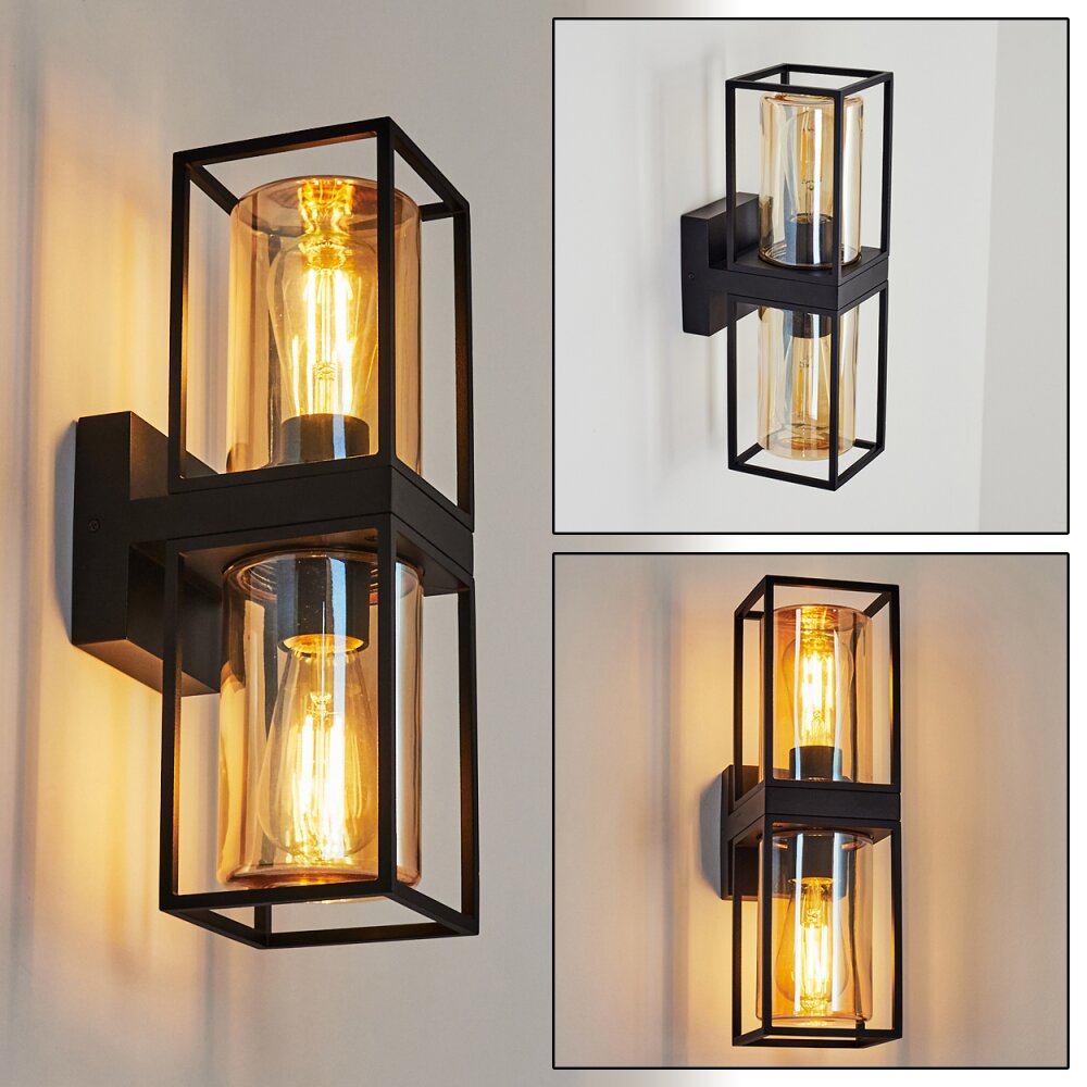 Applique murale d'extérieur Palanga Noir, 2 lumières main product photo