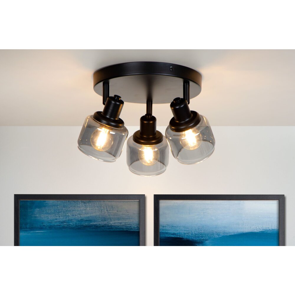 Plafonnier Lucide BJORN Noir, 3 lumières main product photo