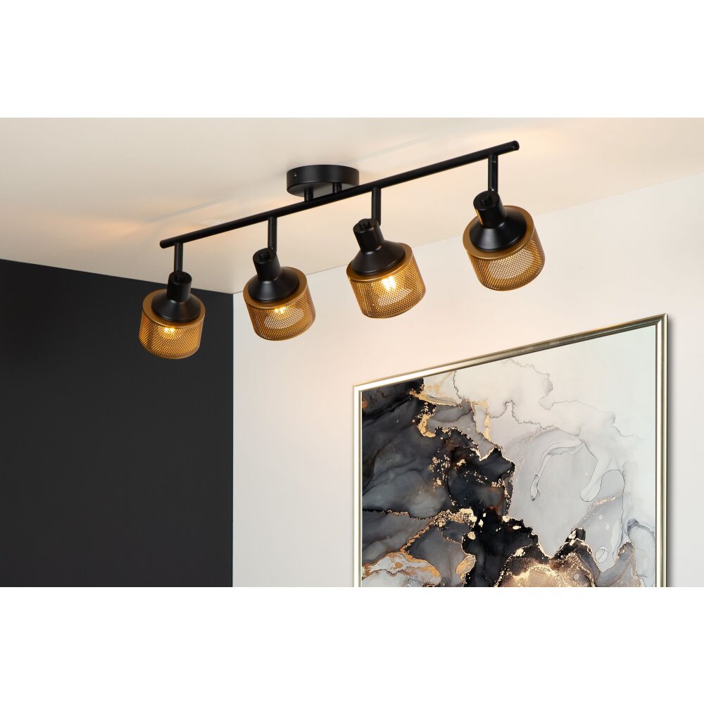 Plafonnier Lucide RAFA Noir, 4 lumières main product photo