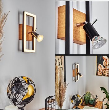 Applique murale Deadwood LED Noir, Blanc, 2 lumières