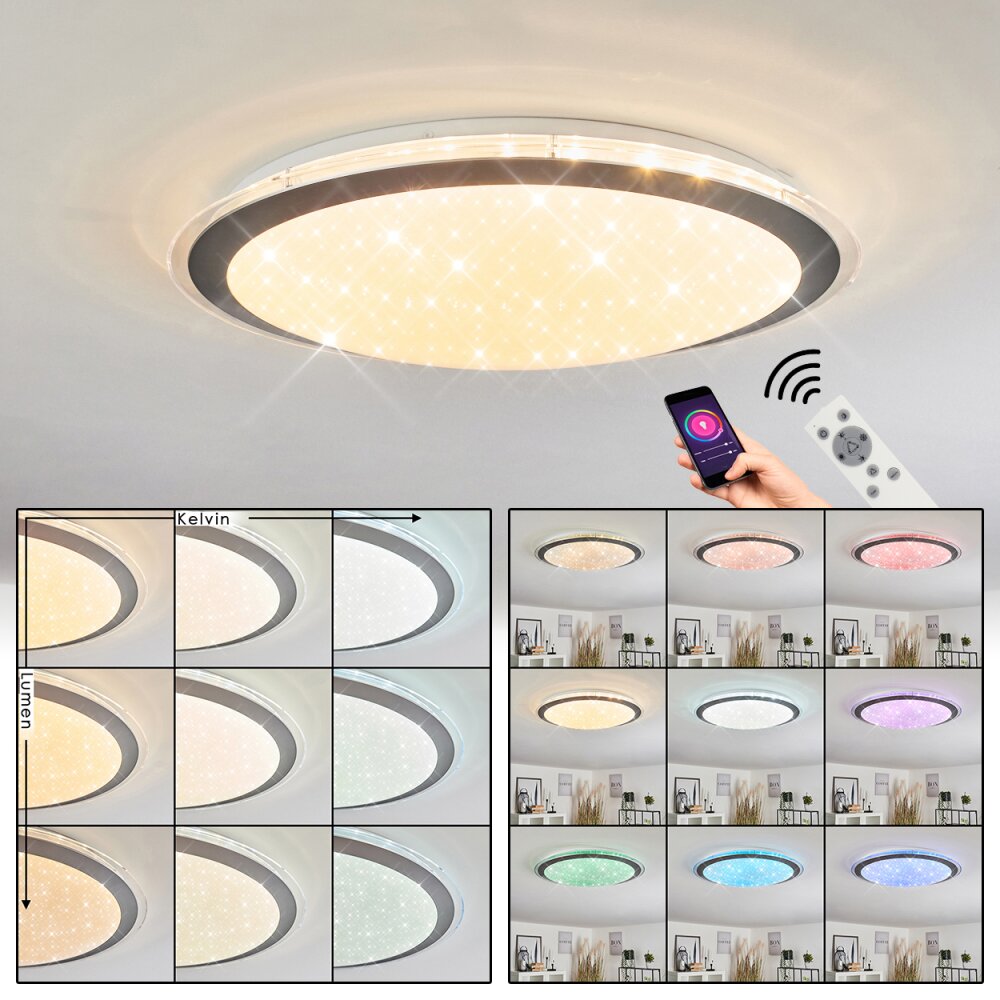 Plafonnier Gorgonta LED Blanc, 2 lumières, Télécommandes, Changeur de couleurs main product photo