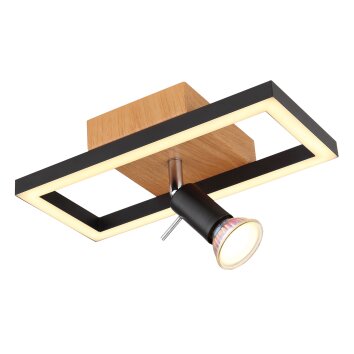 Applique murale Globo IDA LED Couleur bois, Noir, 2 lumières