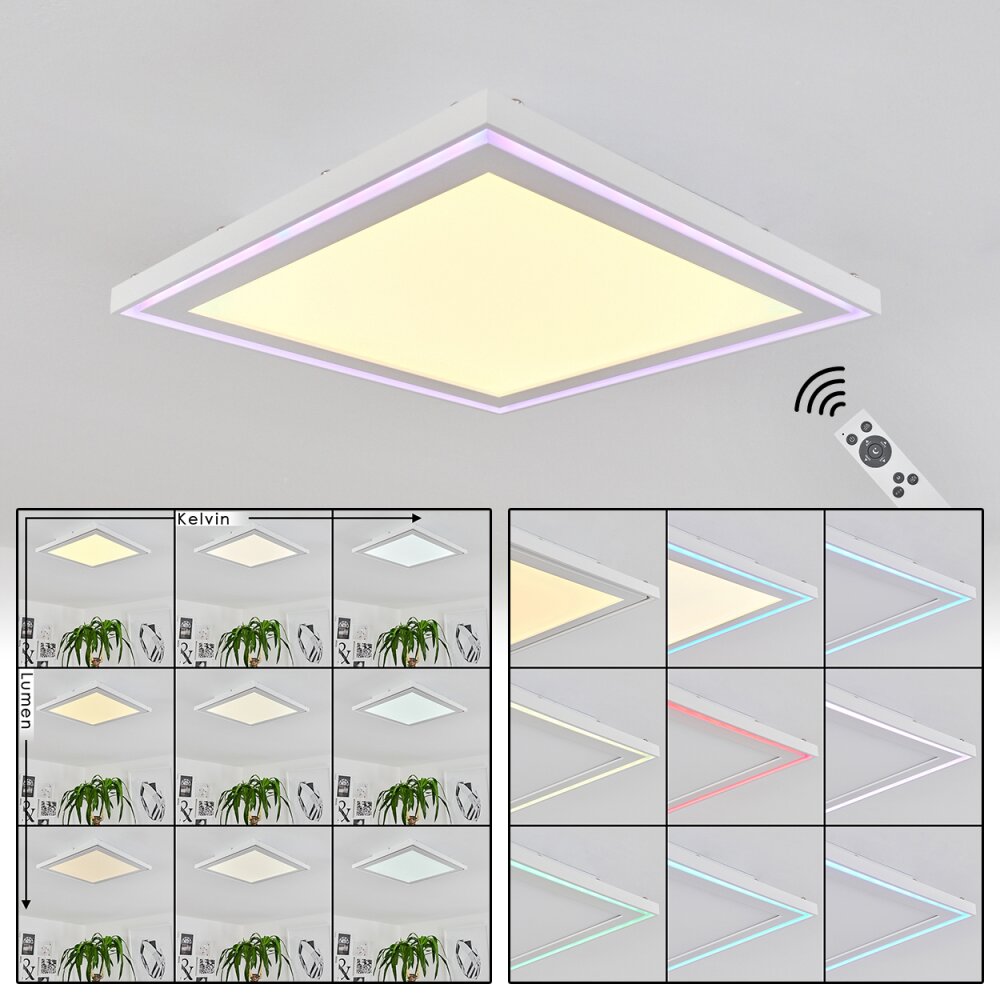 Plafonnier Telsen LED Blanc, 2 lumières, Télécommandes, Changeur de couleurs main product photo