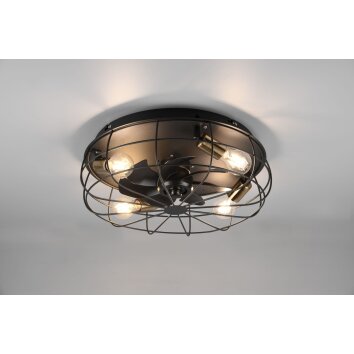 Ventilateur de plafond Reality Trondheim Noir, 4 lumières, Télécommandes