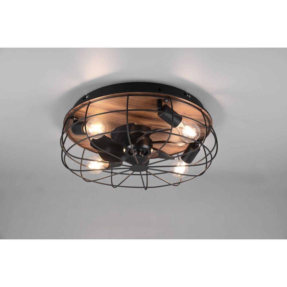Ventilateur de plafond Reality Trondheim Couleur bois, Noir, 4 lumières, Télécommandes main product photo