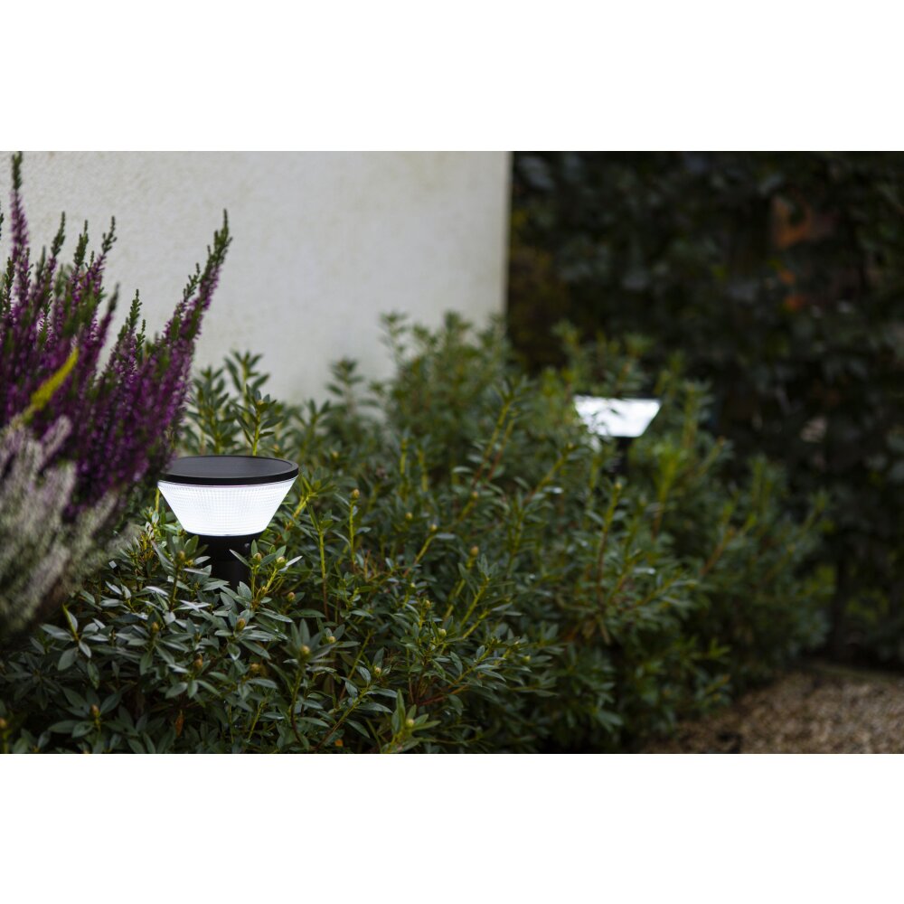 Borne lumineuse Lutec KARLO LED Noir, 1 lumière, Détecteur de mouvement, Changeur de couleurs main product photo