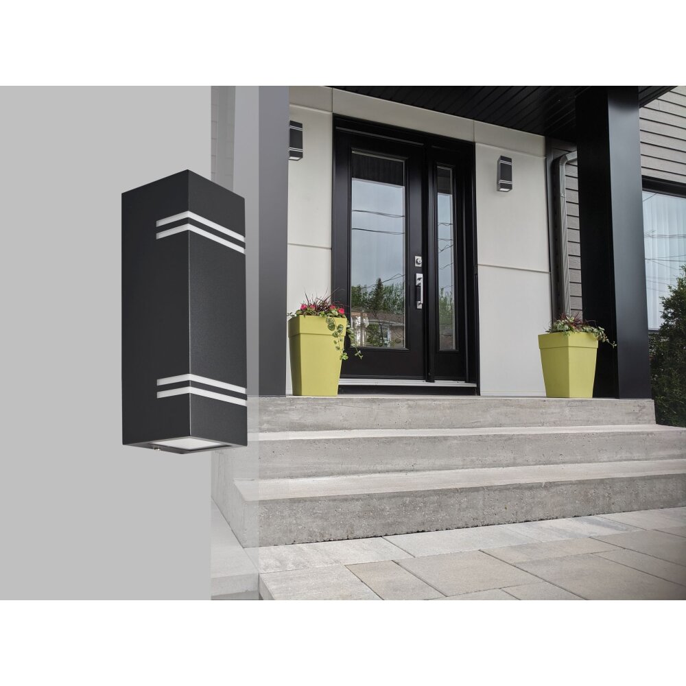 Applique murale d'extérieur Lutec STRIPES LED Noir, 2 lumières main product photo