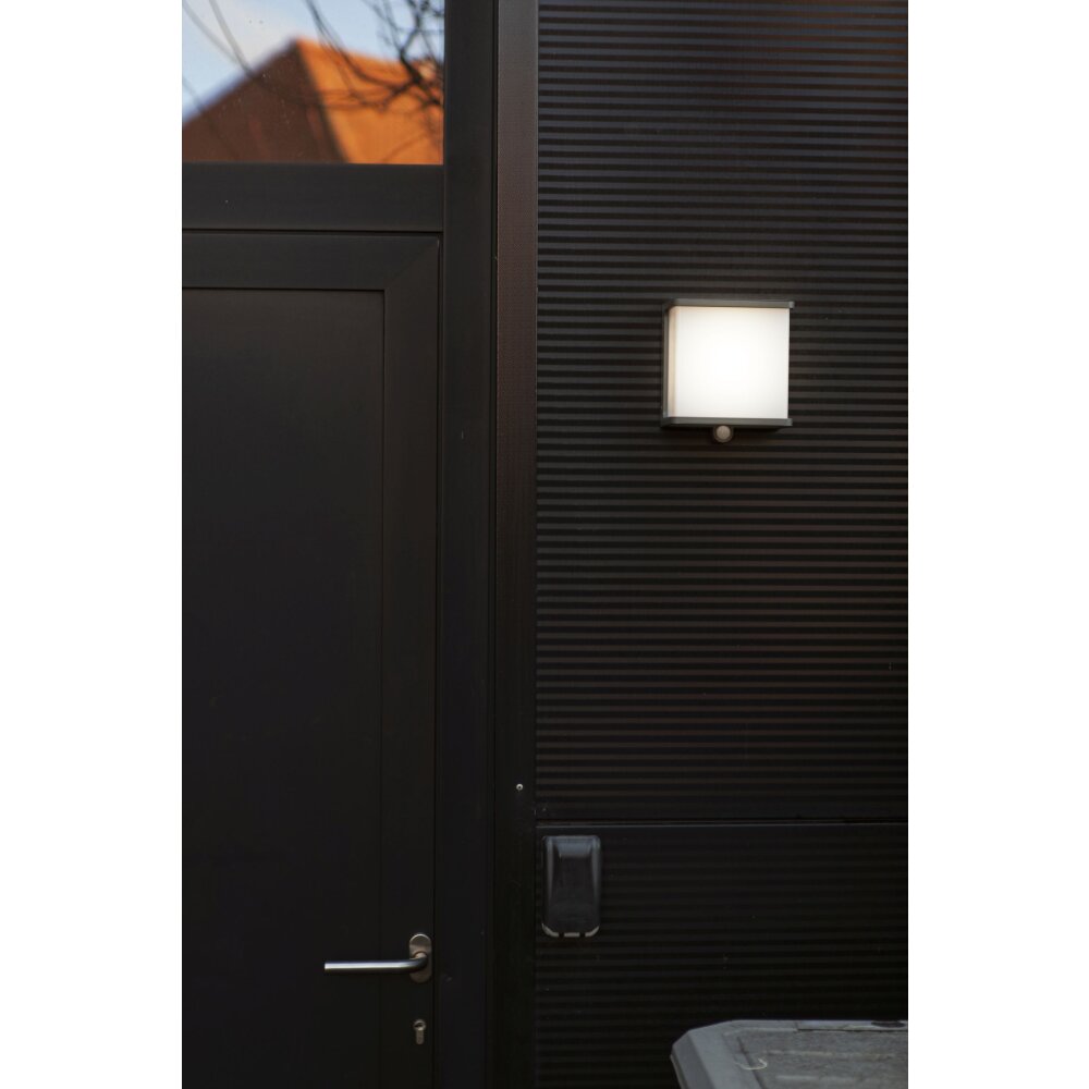 Applique murale d'extérieur Lutec DOBLO LED Anthracite, 1 lumière, Détecteur de mouvement main product photo