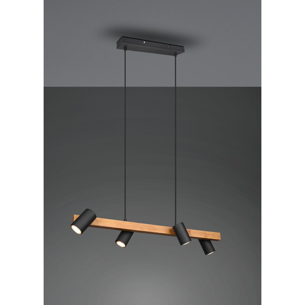 Suspension Trio MARLEY Écru, Noir, 4 lumières main product photo
