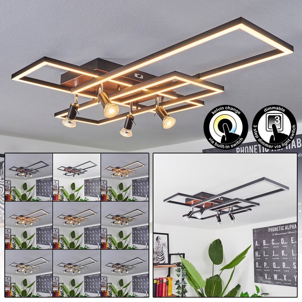 Plafonnier Deadwood LED Noir, Blanc, 6 lumières main product photo